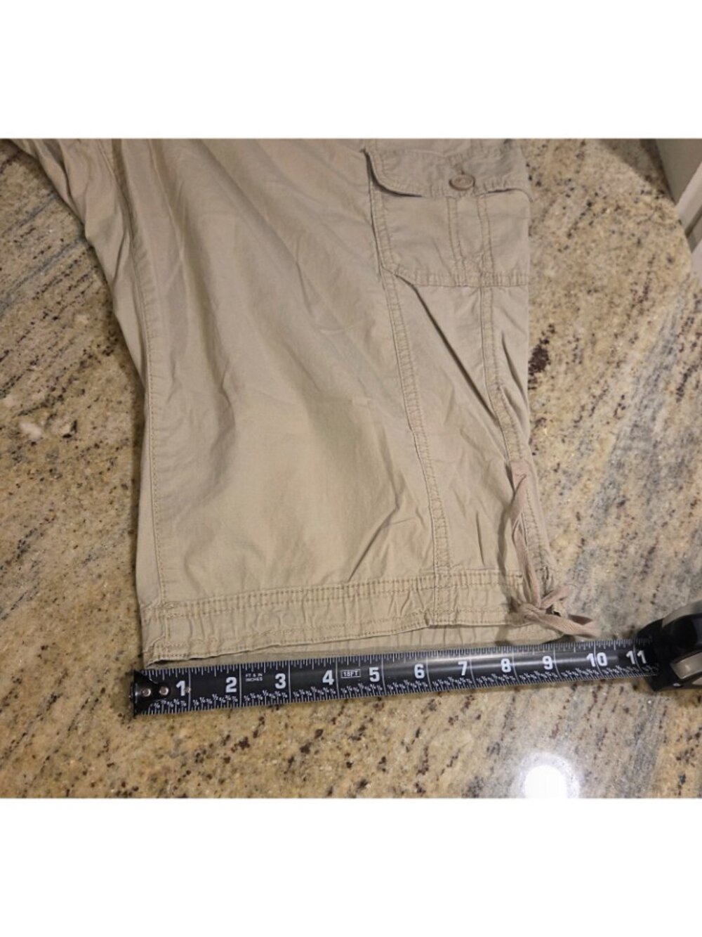 Woman’s 22W St. John’s Bay Capri Pants Tan Cargo Pockets Drawstring Cinch Hem - Picture 6 of 16